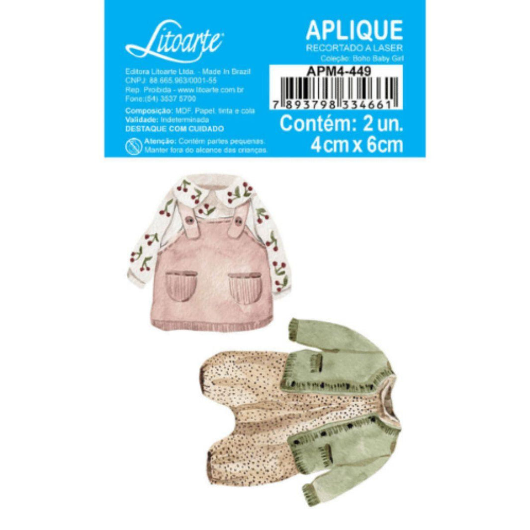 Aplique Litoarte APM4-449 4cm Boho Baby Girl Roupinhas 2 peças - Palácio da Arte