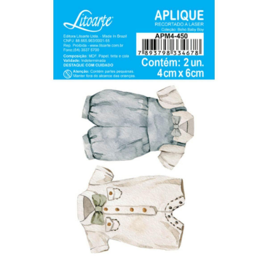 Aplique Litoarte APM4-450 4cm Boho Baby Boy Roupinhas 2 peças - Palácio da Arte