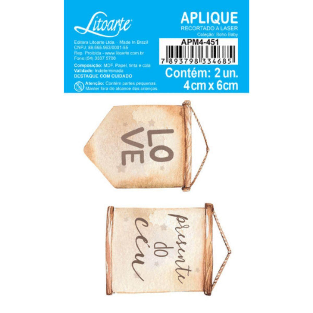 Aplique Litoarte APM4-451 4cm Boho Baby Bandeirinha 2 peças - Palácio da Arte