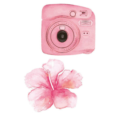 Aplique Litoarte APM4-455 4cm A Felicidade Mora Aqui Câmera e Hibisco 2 peças - Palácio da Arte