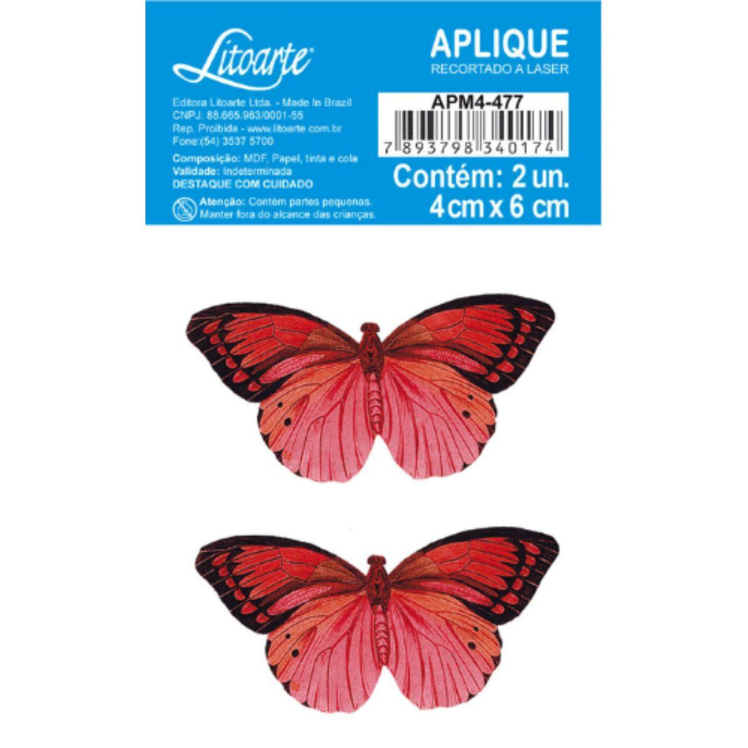 Aplique Litoarte APM4-477 4cm Dia dos Namorados Red Roses Borboletas 2 peças - Palácio da Arte