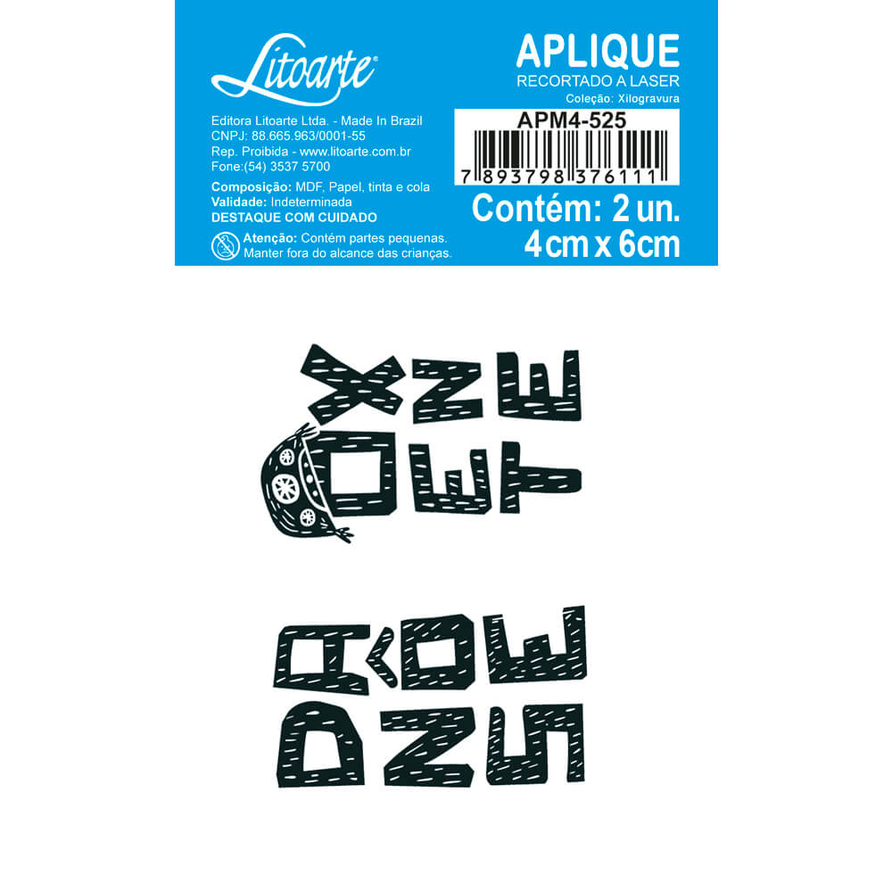 Aplique Litoarte APM4-525 4cm Xilogravura Nordestina - Palácio da Arte