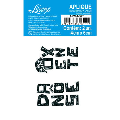 Aplique Litoarte APM4-525 4cm Xilogravura Nordestina - Palácio da Arte