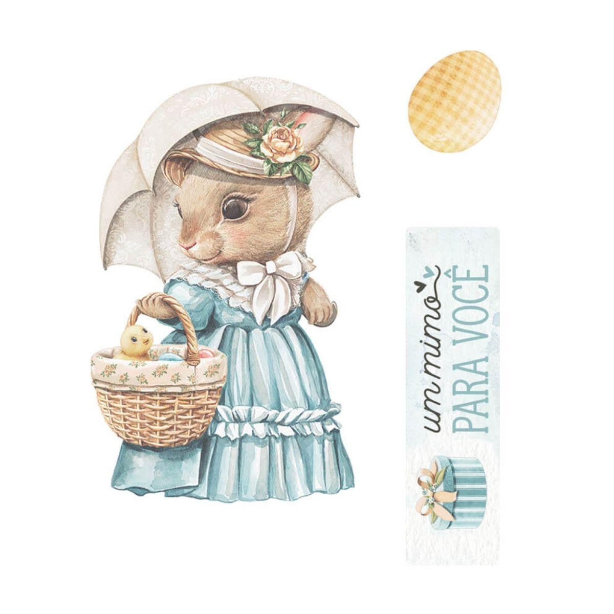 Aplique Litoarte APM6-033 6cm Coelha e Sombrinha 3 peças - Palácio da Arte