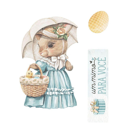 Aplique Litoarte APM6-033 6cm Coelha e Sombrinha 3 peças - Palácio da Arte
