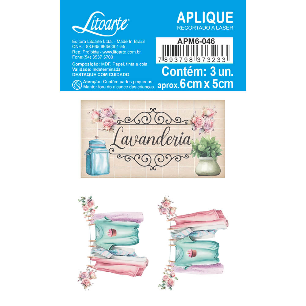 Aplique Litoarte APM6-046 6cm Lavanderia - Palácio da Arte