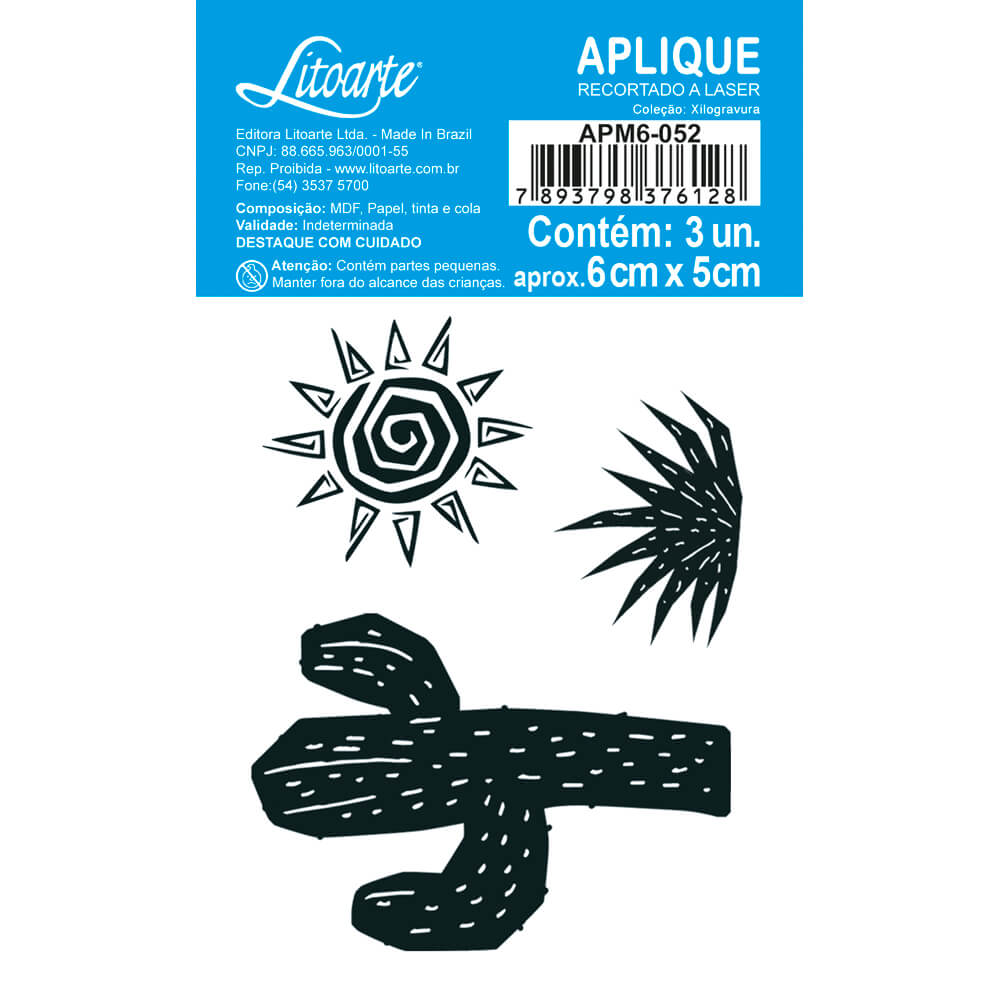 Aplique Litoarte APM6-052 6cm Xilogravura Nordestina - Palácio da Arte