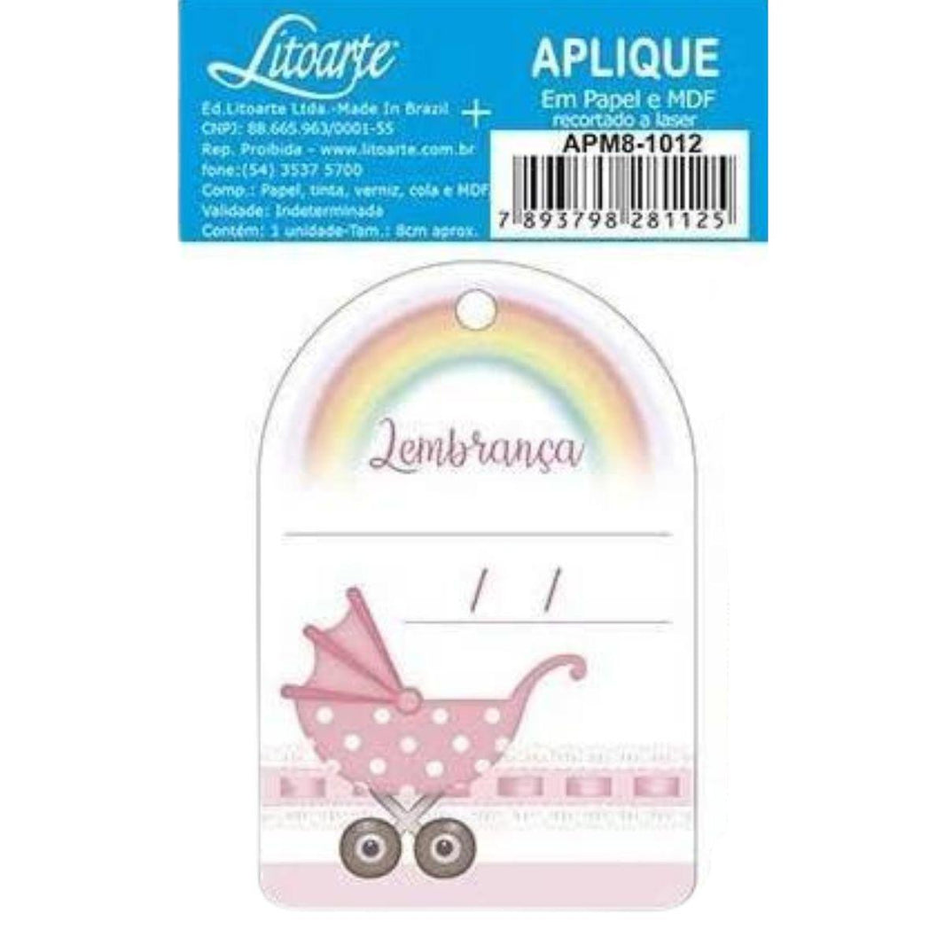 Aplique Litoarte APM8-1012 8cm Carrinho de Bebê Feminino - Palácio da Arte