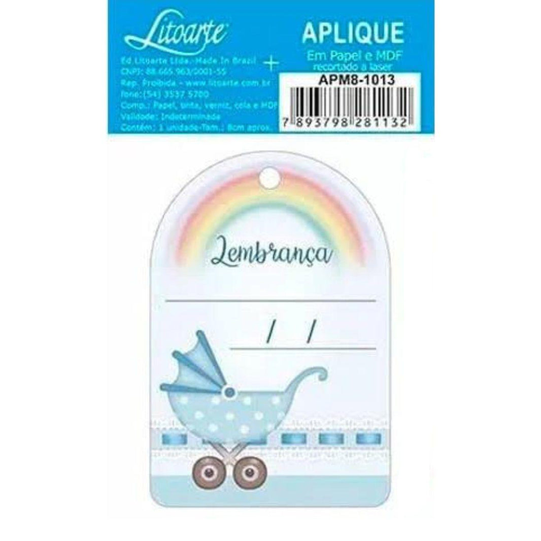 Aplique Litoarte APM8-1013 8cm Carrinho de Bebê Masculino - Palácio da Arte