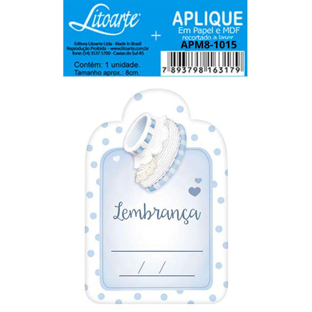Aplique Litoarte APM8-1015 8cm Sapatinho de Bebê Masculino - Palácio da Arte