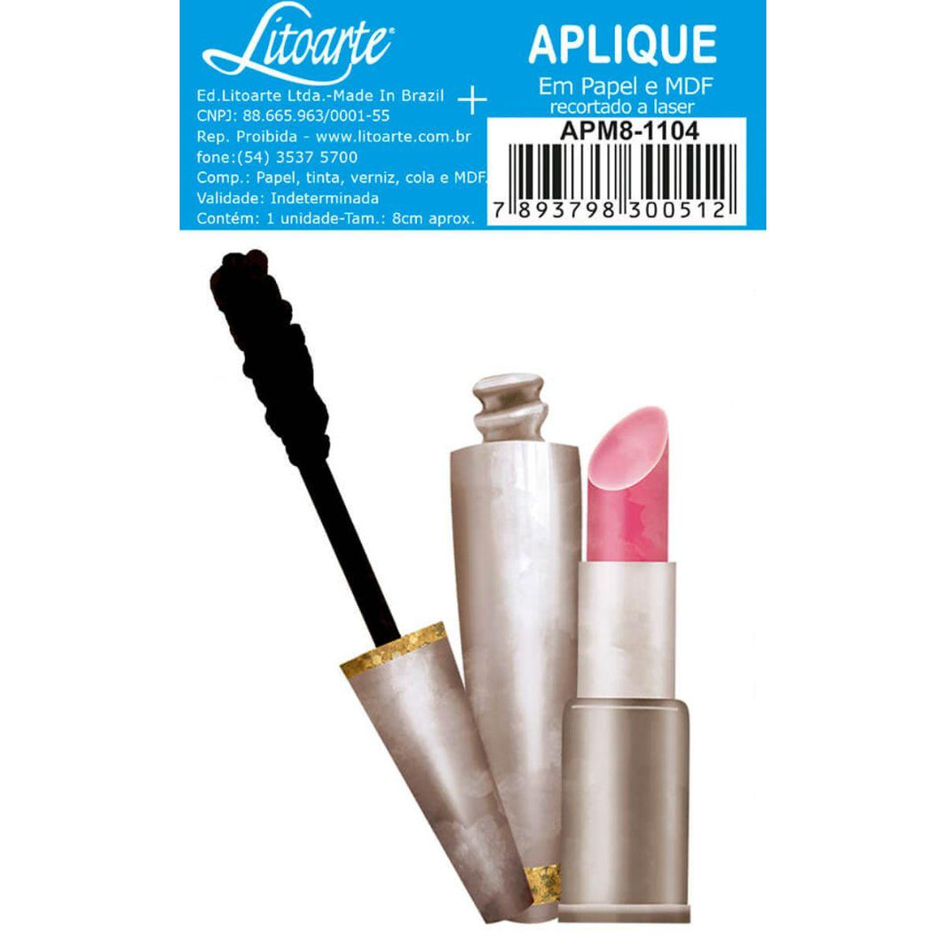 Aplique Litoarte APM8-1104 8cm Maquiagem Batom e Rímel - Palácio da Arte