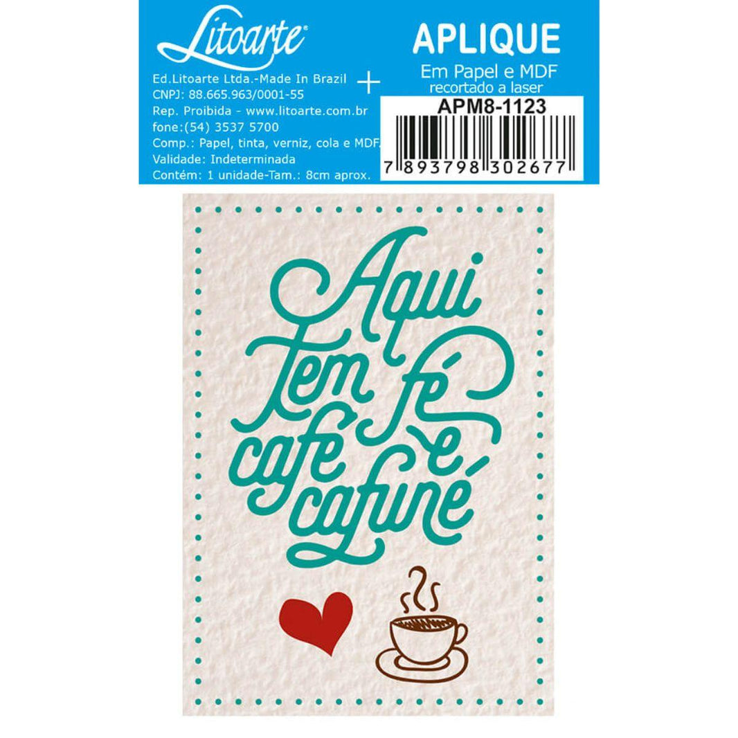 Aplique Litoarte APM8-1123 8cm Aqui tem Café - Palácio da Arte