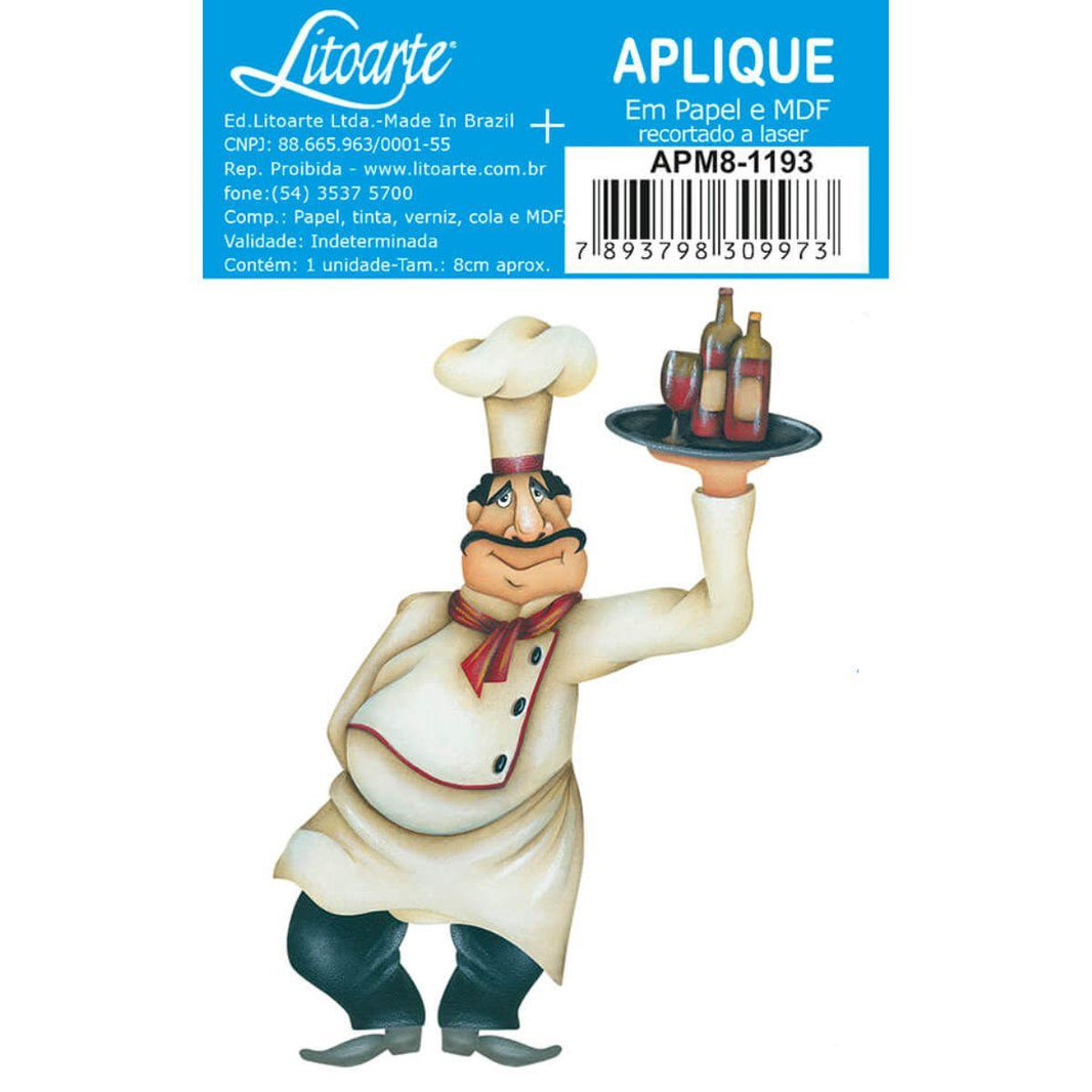 Aplique Litoarte APM8-1193 8cm Cozinheiro com Vinho - Palácio da Arte
