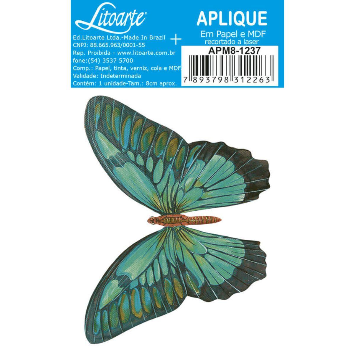 Aplique Litoarte APM8-1237 8cm Borboleta - Palácio da Arte