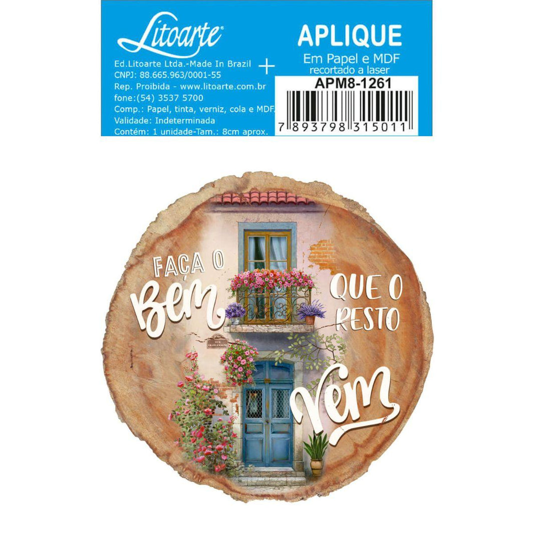 Aplique Litoarte APM8-1261 8cm Tronco Frase - Palácio da Arte