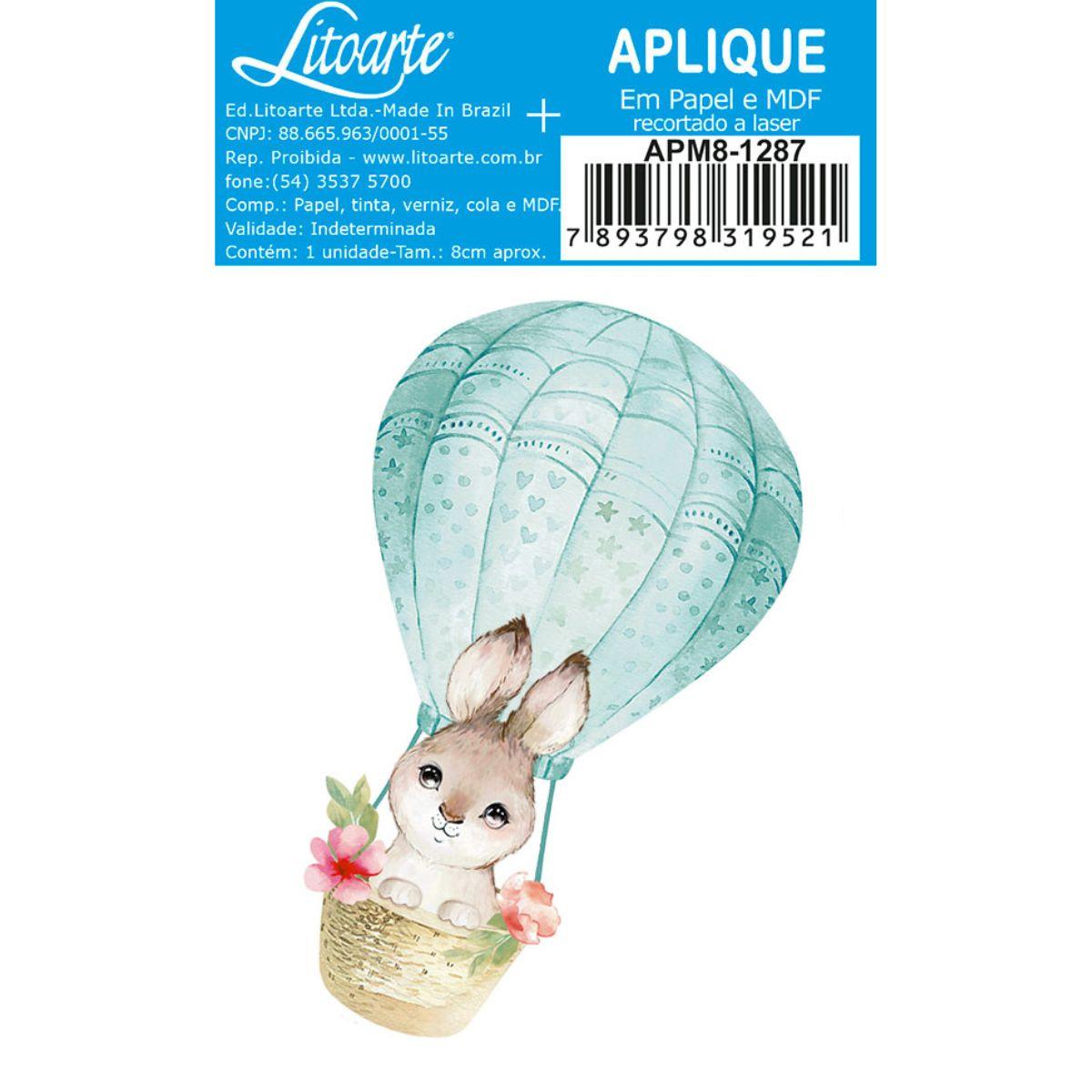 Aplique Litoarte APM8-1287 8cm Coelho no Balão - Palácio da Arte