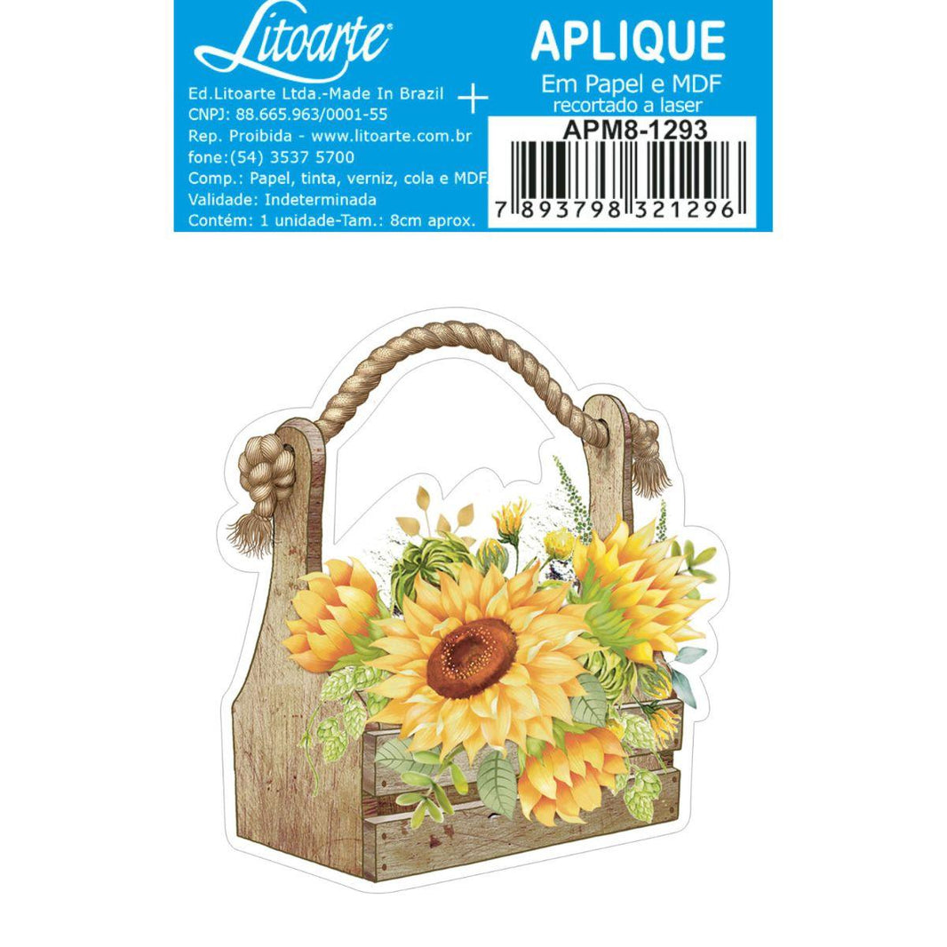 Aplique Litoarte APM8-1293 8cm Cesta com Girassóis - Palácio da Arte