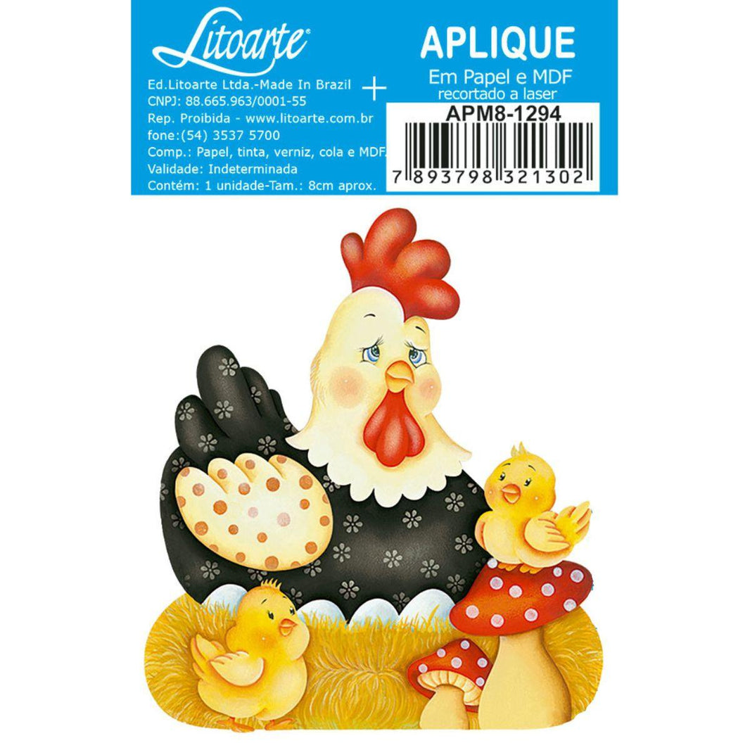 Aplique Litoarte APM8-1294 8cm Galinha com Pintinho - Palácio da Arte