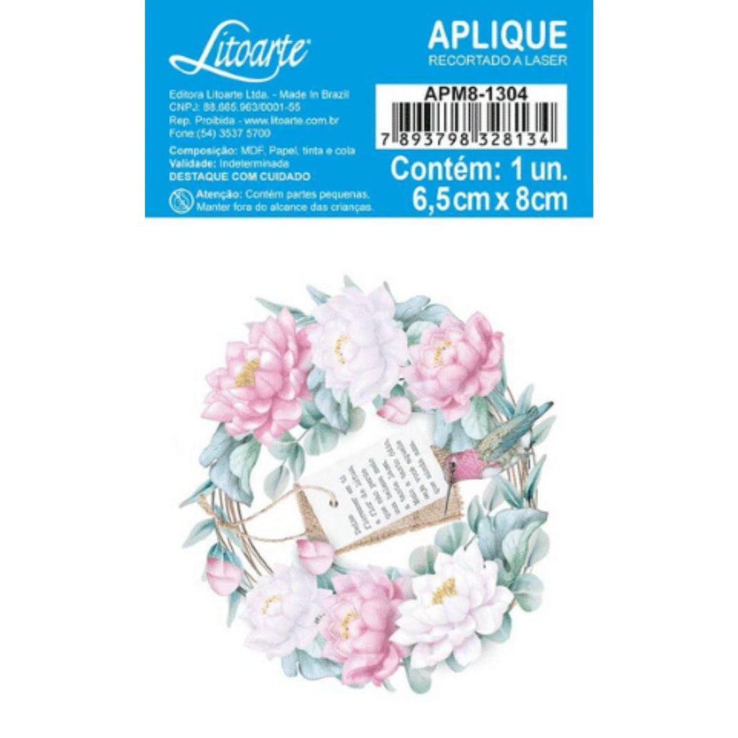 Aplique Litoarte APM8-1304 8cm Flor de Lótus e Guirlanda - Palácio da Arte