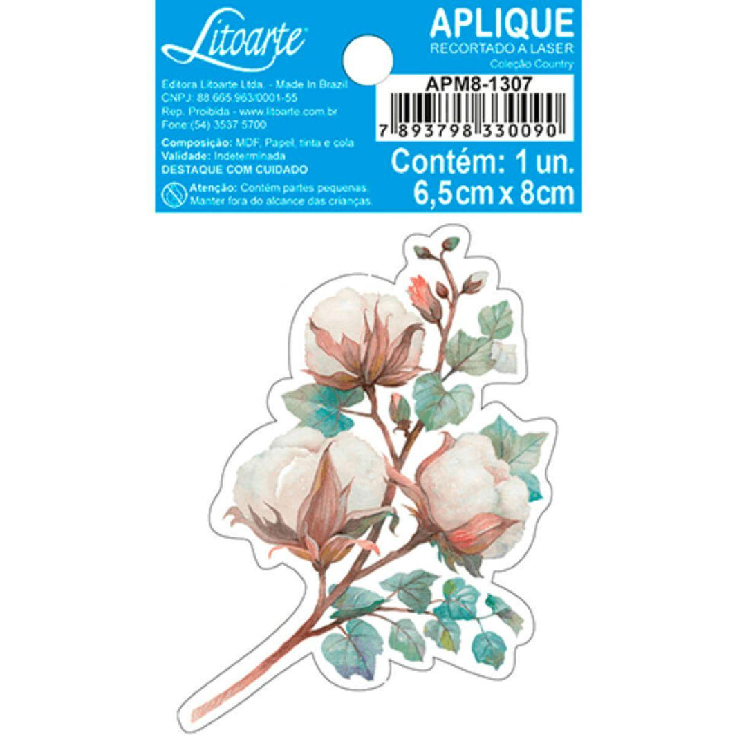 Aplique Litoarte APM8-1307 8cm Country Magnólias - Palácio da Arte