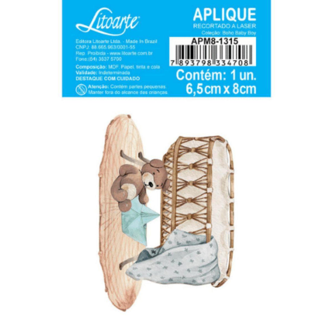 Aplique Litoarte APM8-1315 8cm Boho Baby Boy Berço Azul - Palácio da Arte