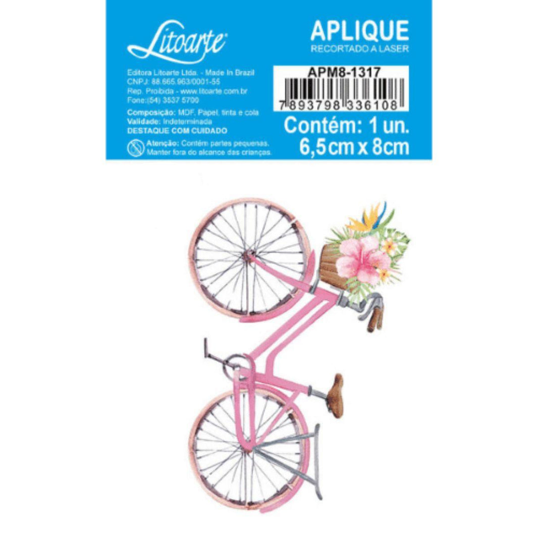 Aplique Litoarte APM8-1317 8cm A Felicidade Mora Aqui Bicicleta - Palácio da Arte