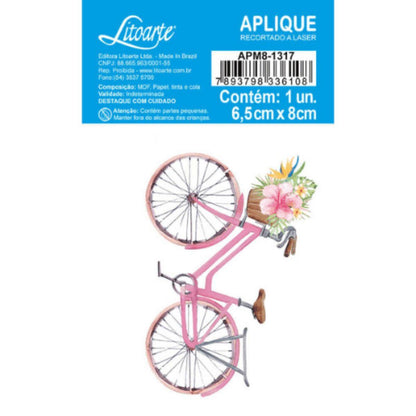 Aplique Litoarte APM8-1317 8cm A Felicidade Mora Aqui Bicicleta - Palácio da Arte