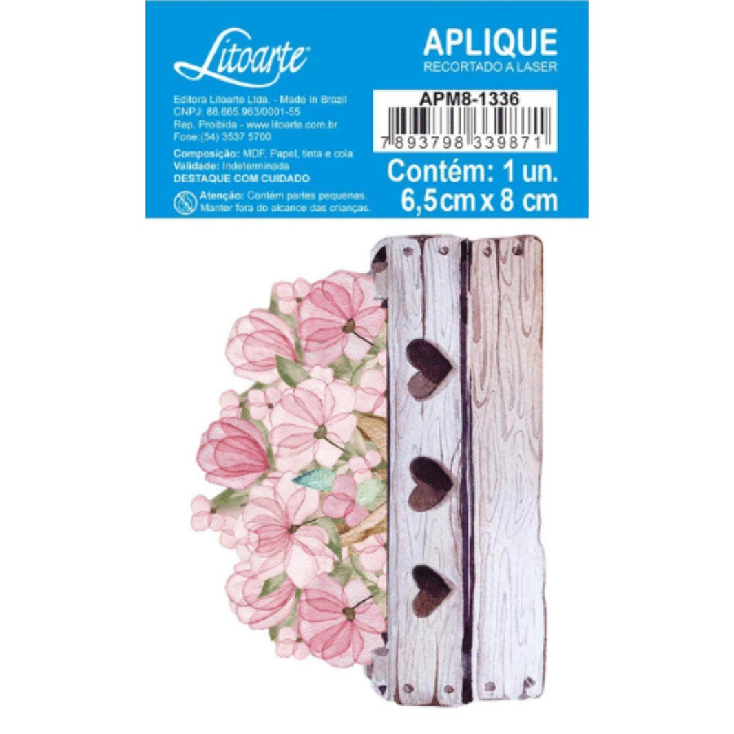 Aplique Litoarte APM8-1336 8cm Carinho Flores no Caixote Flores - Palácio da Arte