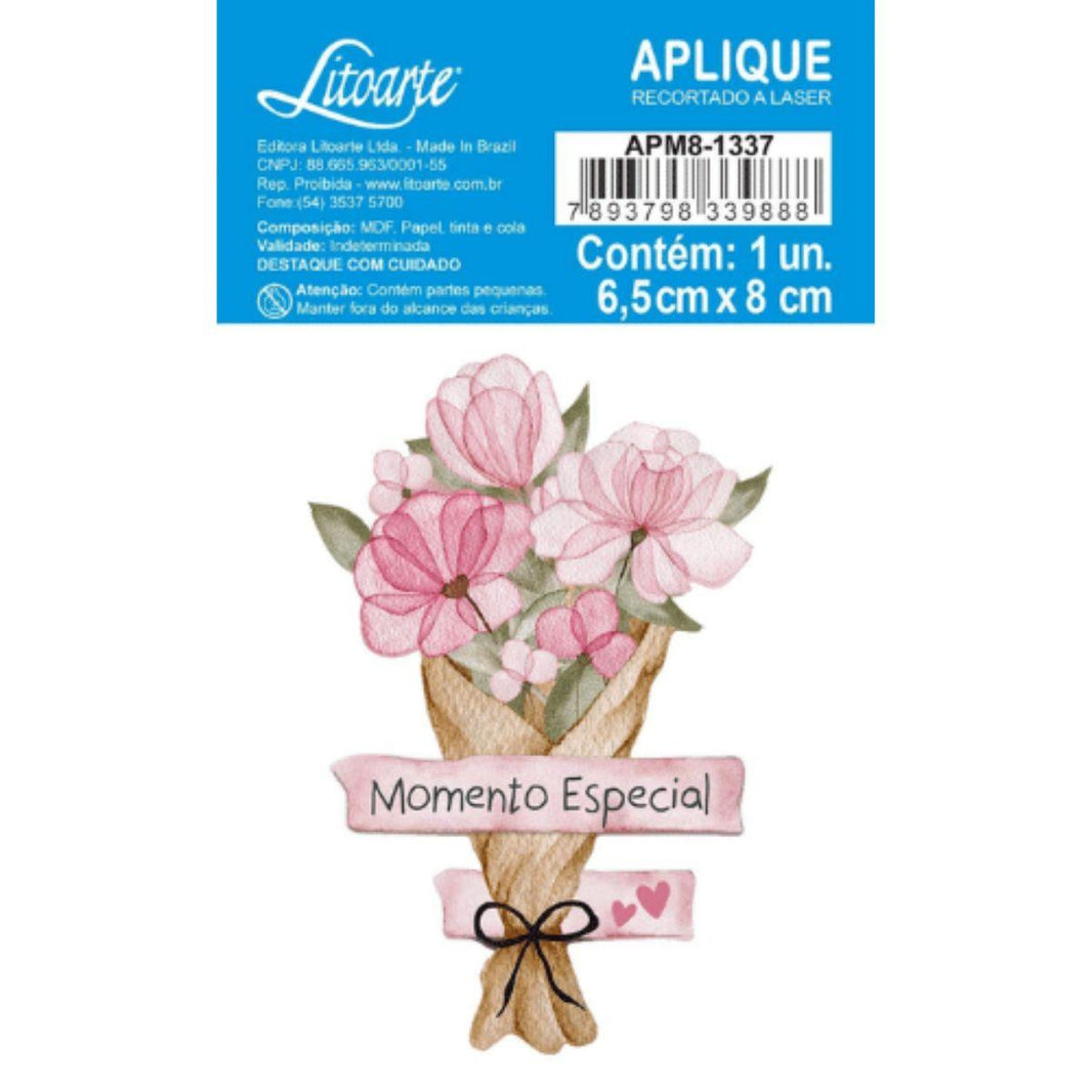 Aplique Litoarte APM8-1337 8cm Carinho Buquê de Flores - Palácio da Arte