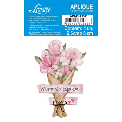 Aplique Litoarte APM8-1337 8cm Carinho Buquê de Flores - Palácio da Arte