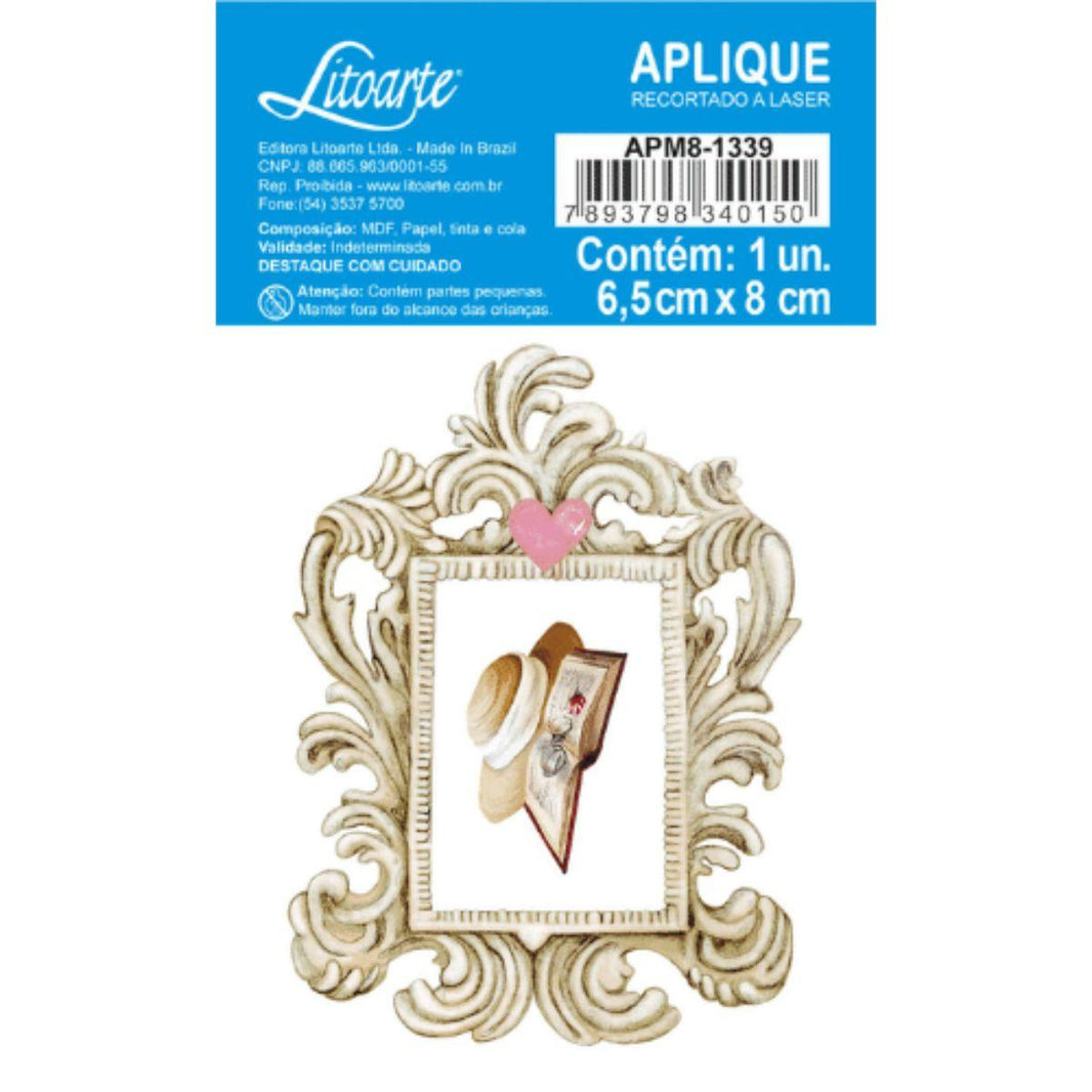 Aplique Litoarte APM8-1339 8cm Dia dos Namorados Red Roses Moldura e Chapéu - Palácio da Arte