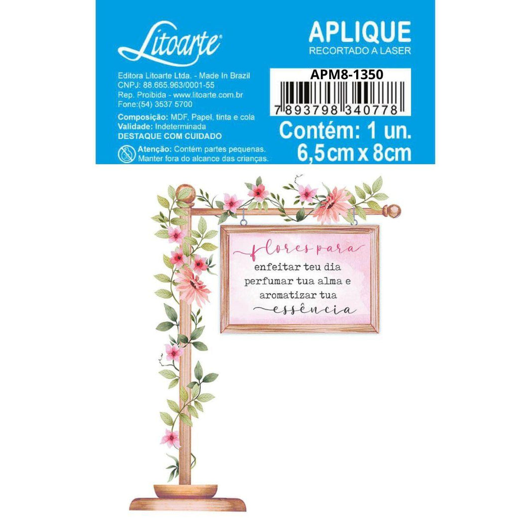 Aplique Litoarte APM8-1350 8cm Flores no Campo Placa Floresça - Palácio da Arte