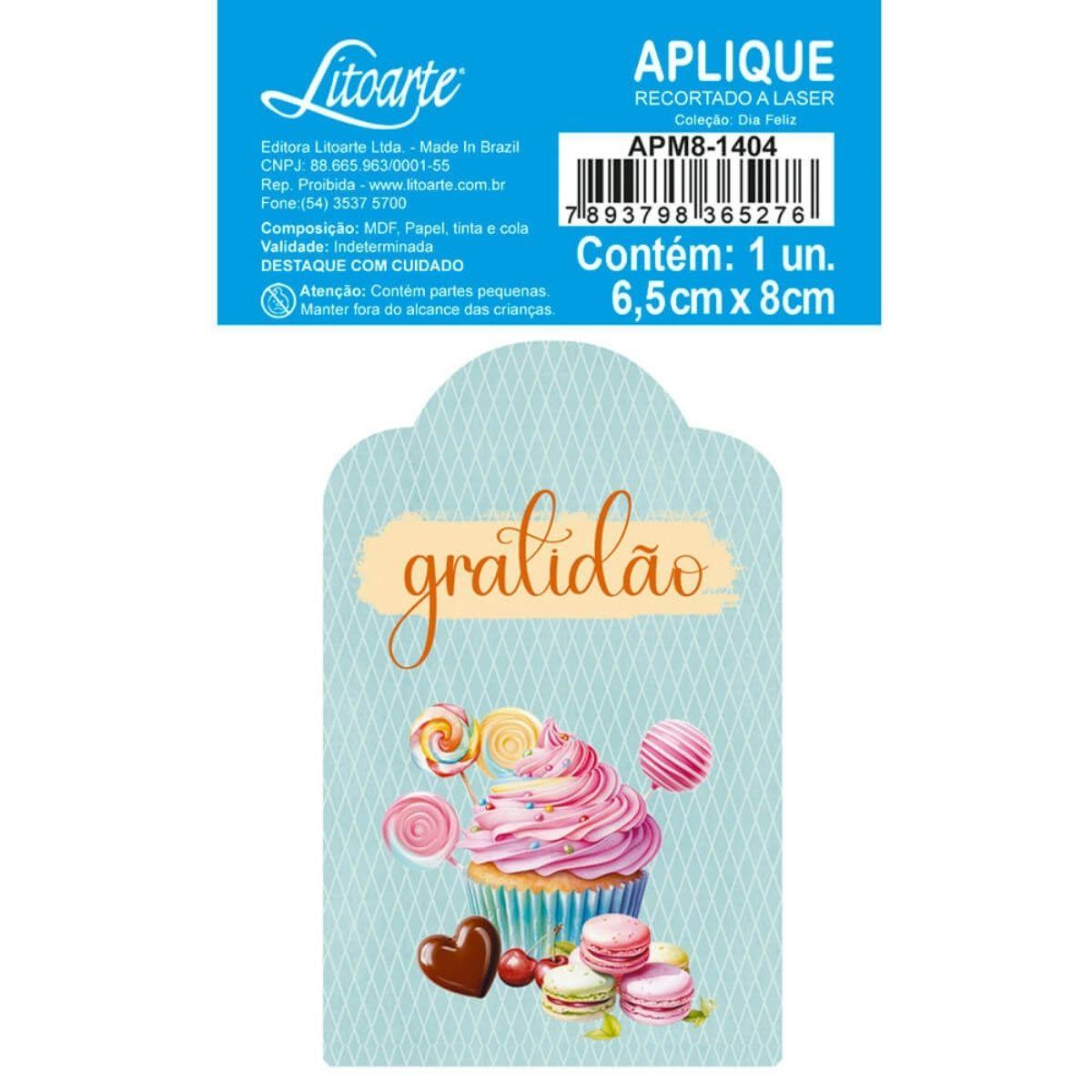 Aplique Litoarte APM8-1404 8cm Gratidão - Palácio da Arte