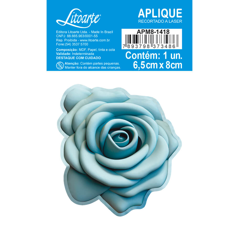 Aplique Litoarte APM8-1418 8cm Flores Rosa Azul 3D - Palácio da Arte