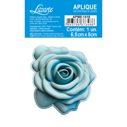 Aplique Litoarte APM8-1418 8cm Flores Rosa Azul 3D - Palácio da Arte
