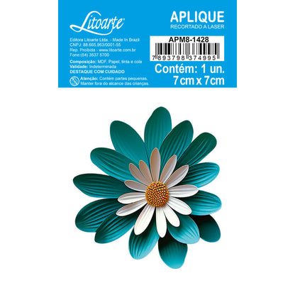 Aplique Litoarte APM8-1428 8cm Margarida Verde e Branca Floral 3D - Palácio da Arte