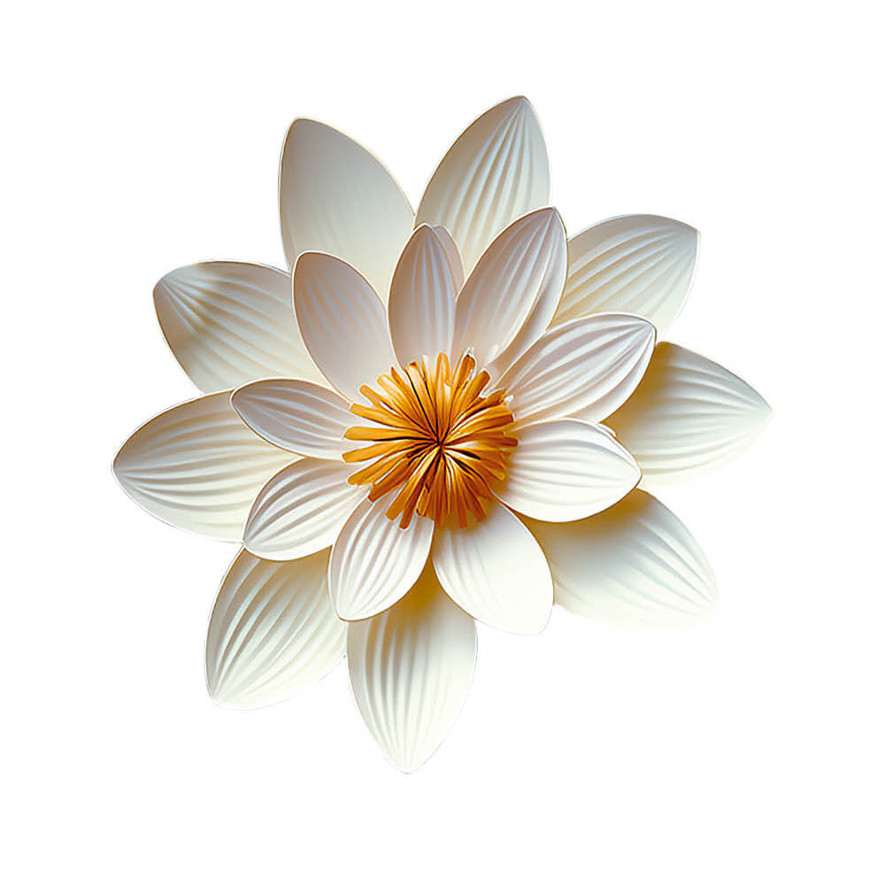 Aplique Litoarte APM8-1429 8cm Lótus Branca Floral 3D - Palácio da Arte