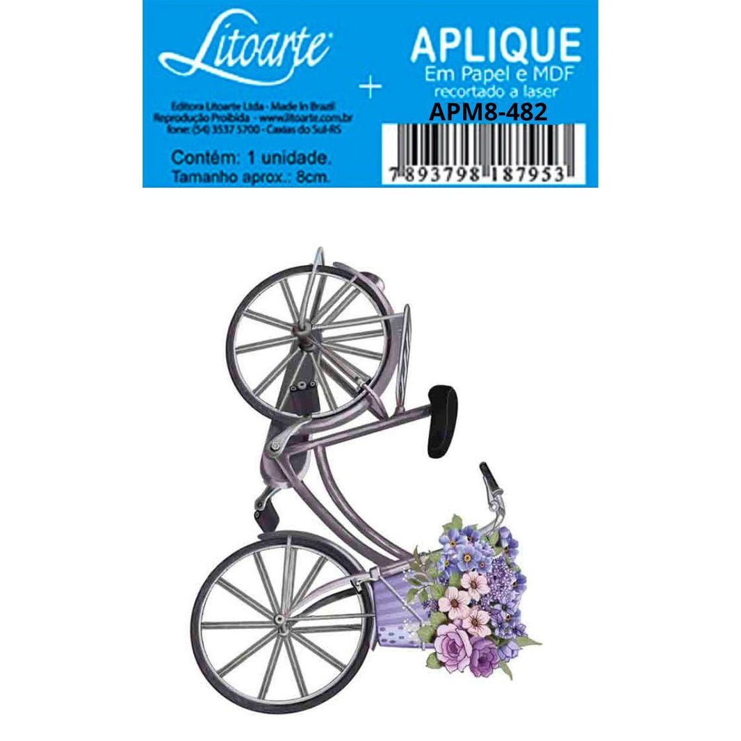 Aplique Litoarte APM8-482 8cm Bicicleta com Cesto de Flores - Palácio da Arte