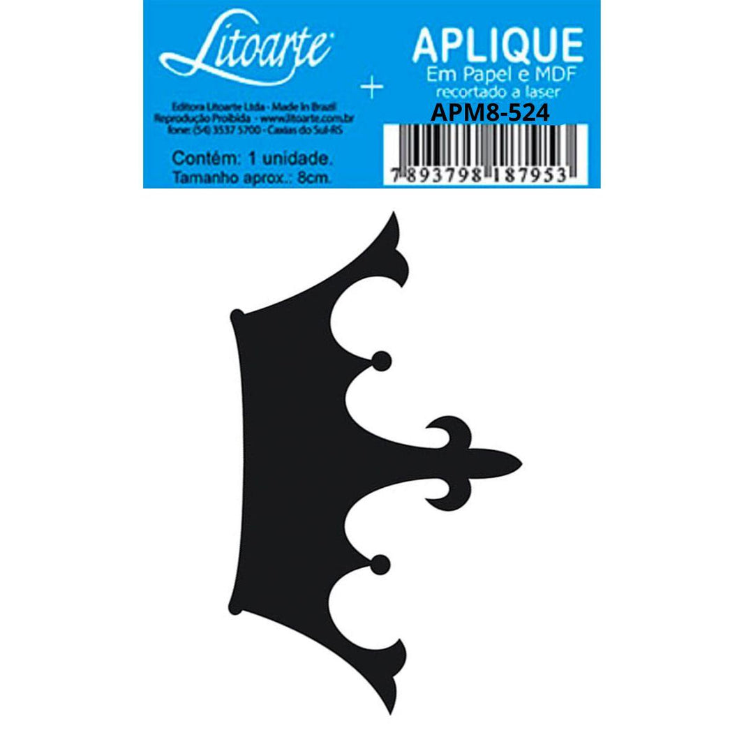 Aplique Litoarte APM8-524 8cm Coroa Preta - Palácio da Arte