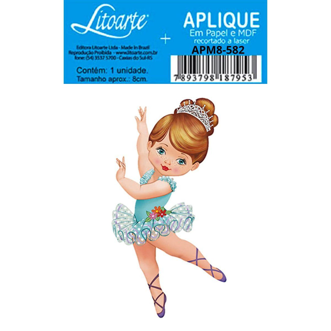 Aplique Litoarte APM8-582 8cm Bailarina de Vestido Azul - Palácio da Arte