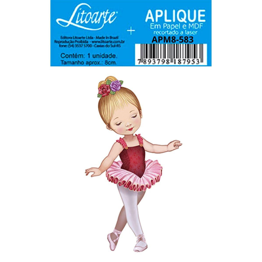 Aplique Litoarte APM8-583 8cm Bailarina de Vestido Vermelho - Palácio da Arte
