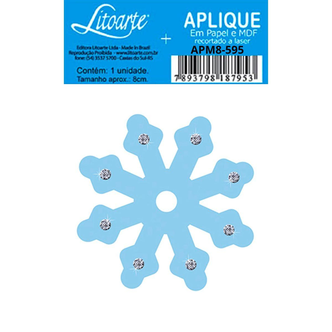 Aplique Litoarte APM8-595 8cm Floco de Neve Azul - Palácio da Arte