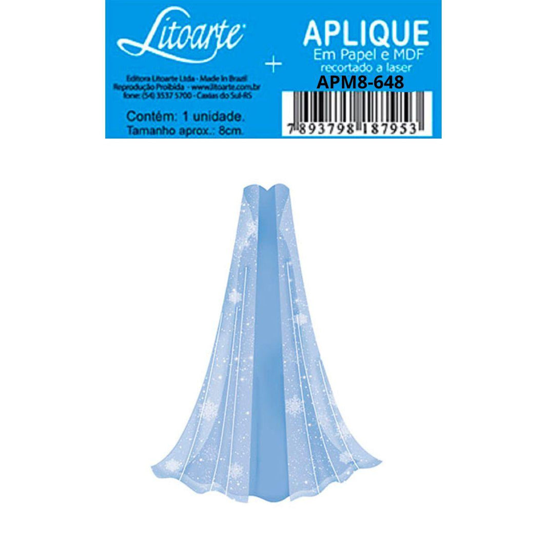 Aplique Litoarte APM8-648 8cm Vestido Azul - Palácio da Arte