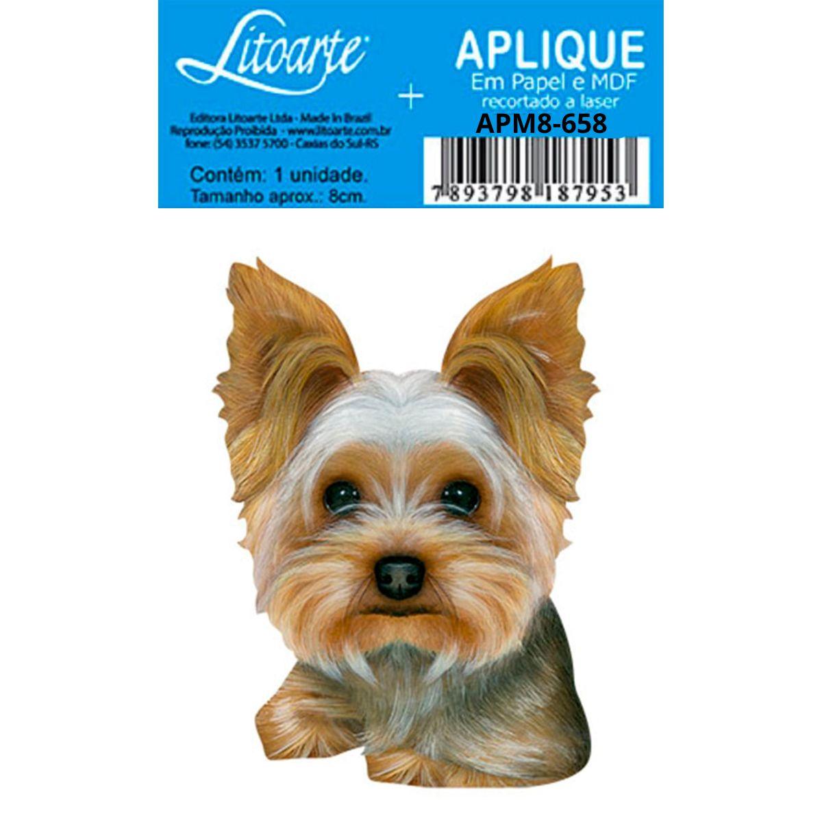 Aplique Litoarte APM8-658 8cm Cachorro Yorkshire - Palácio da Arte