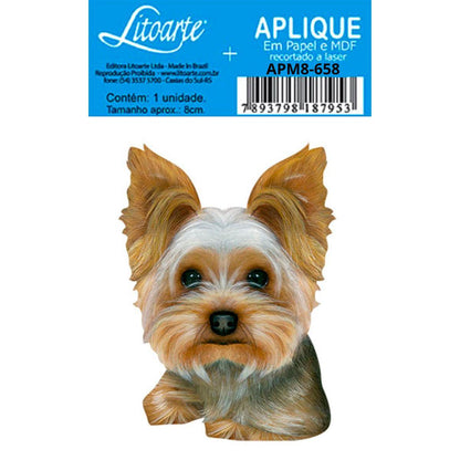 Aplique Litoarte APM8-658 8cm Cachorro Yorkshire - Palácio da Arte