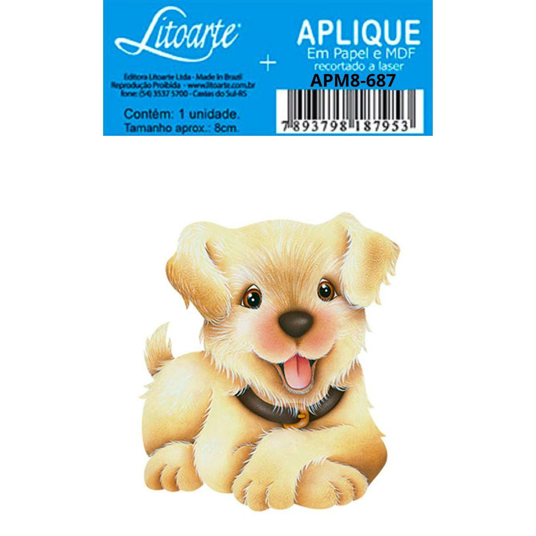 Aplique Litoarte APM8-687 8cm Cachorro Simpático - Palácio da Arte