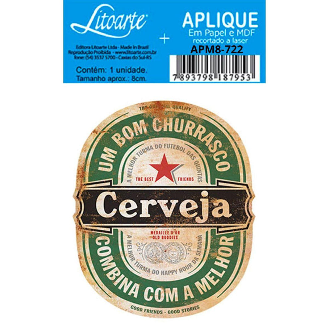 Aplique Litoarte APM8-722 8cm Rótulo de Cerveja - Palácio da Arte