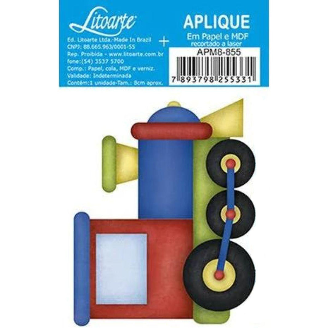 Aplique Litoarte APM8-855 8cm Trem Colorido - Palácio da Arte