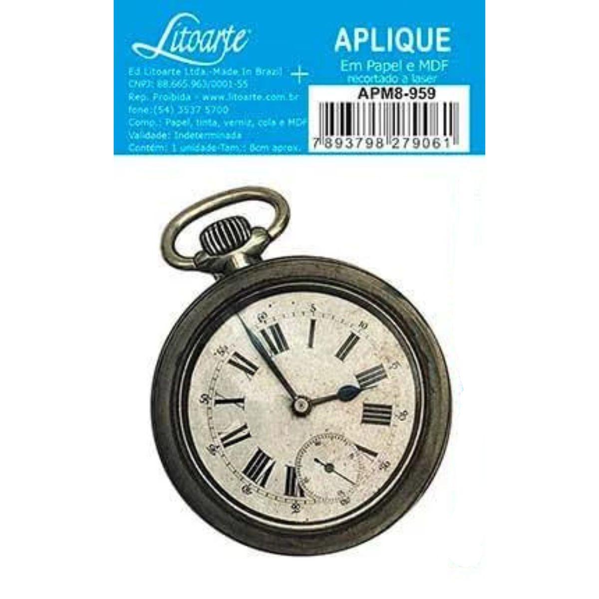 Aplique Litoarte APM8-959 8cm Dias Dos Pais Relógio Bolso Vintage - Palácio da Arte