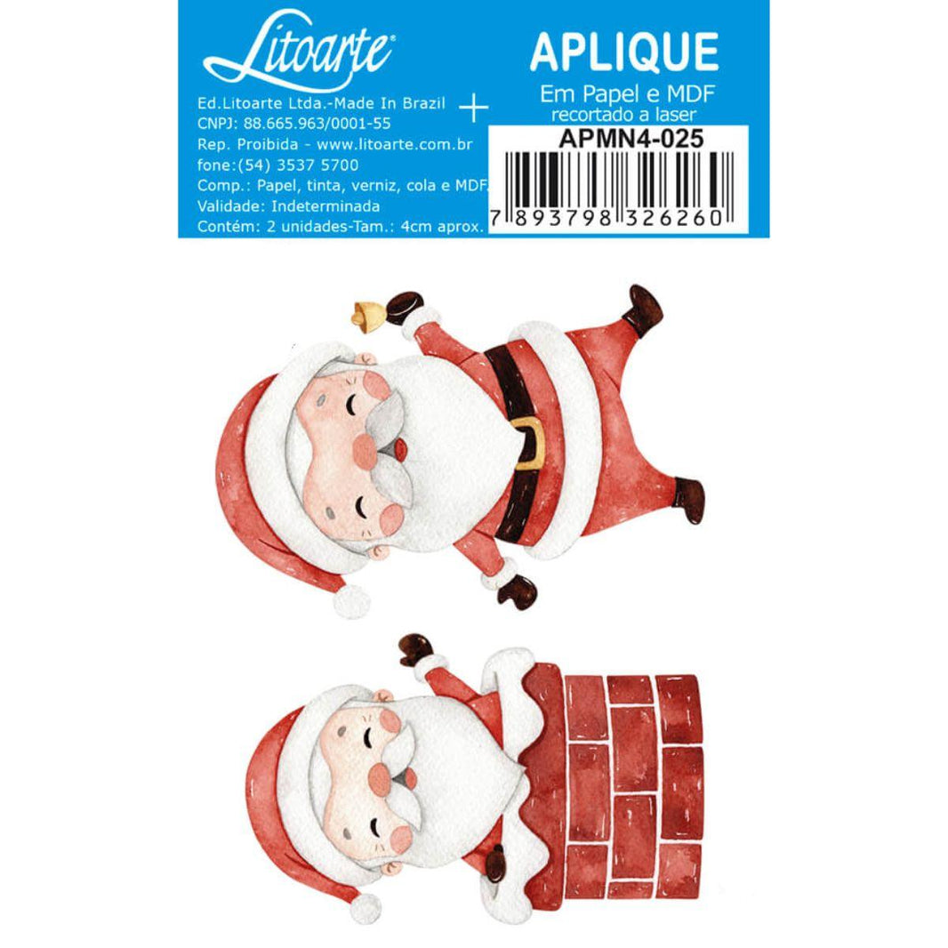 Aplique Litoarte APMN4-025 Doce Natal Papai Noel 2 peças - Palácio da Arte